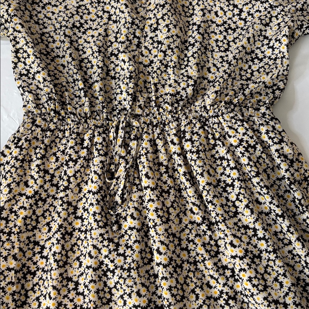 Staccato Floral Pocket Mini Dress Cottagecore Blue Cream M - Picture 3 of 10